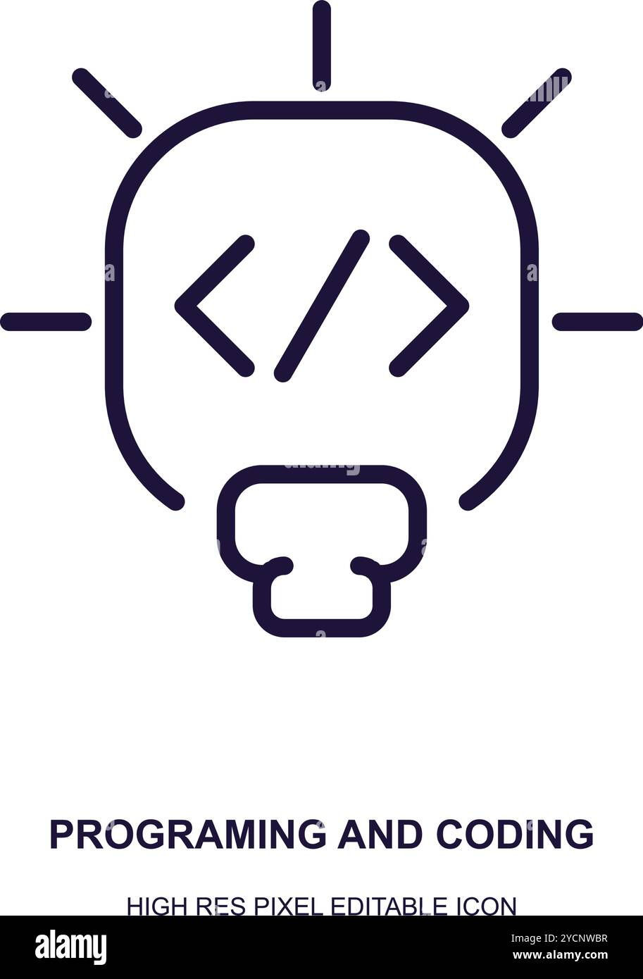 design del logo della lampadina dell'icona di sviluppo web per la banda tecnologica e l'azienda correlata, vettoriale astratto modificabile Illustrazione Vettoriale