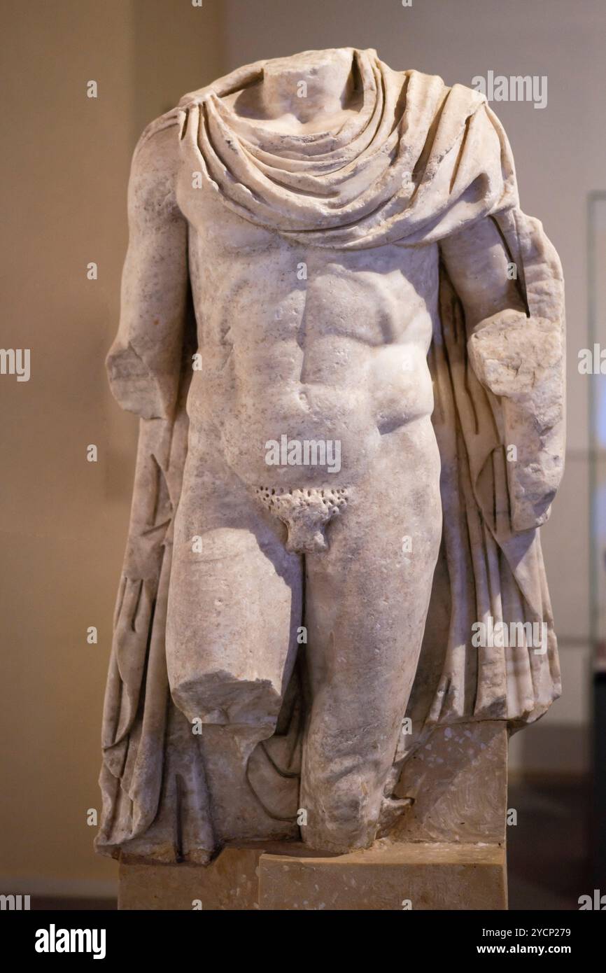 Generale romano, II secolo d.C., Museo Archeologico bagno Anselmi, Marsala, Trapani, Sicilia, Italia Foto Stock