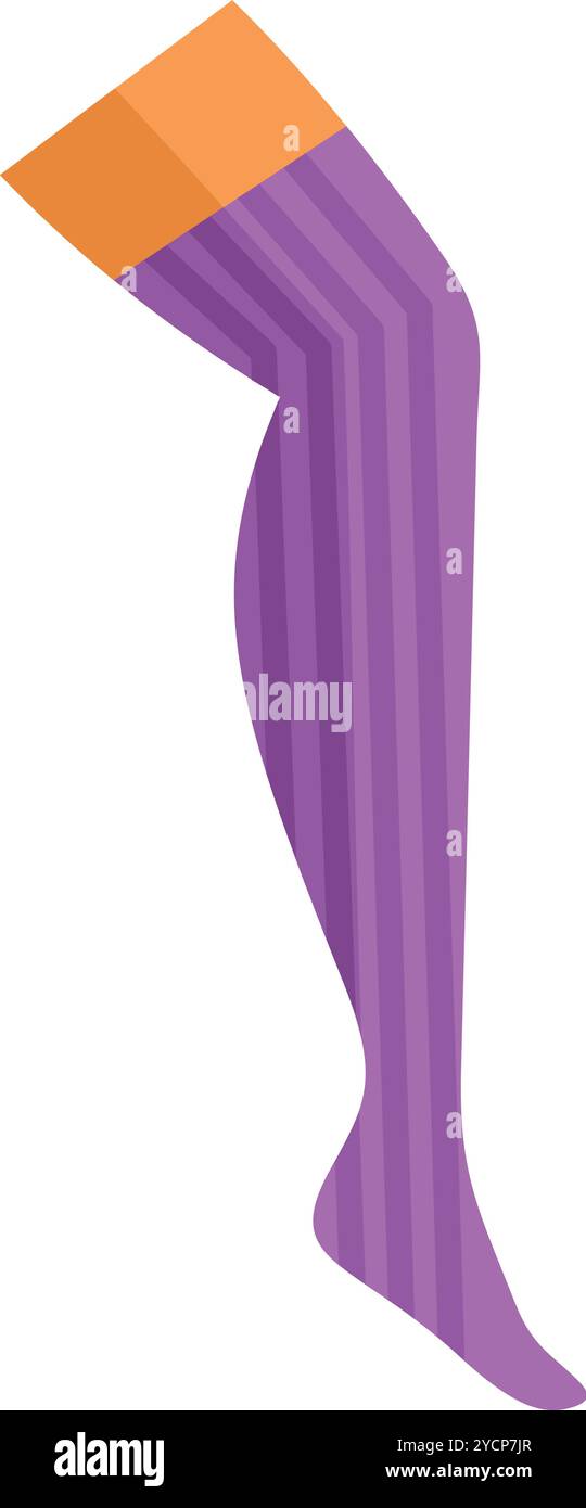Il manichino è il modello di un paio di eleganti calze viola a righe verticali, che mostrano l'ultima tendenza alla moda Illustrazione Vettoriale