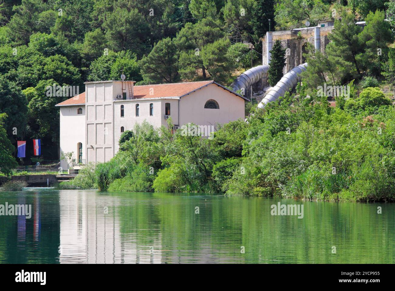La più antica centrale idroelettrica d'Europa Jaruga Krka Foto Stock
