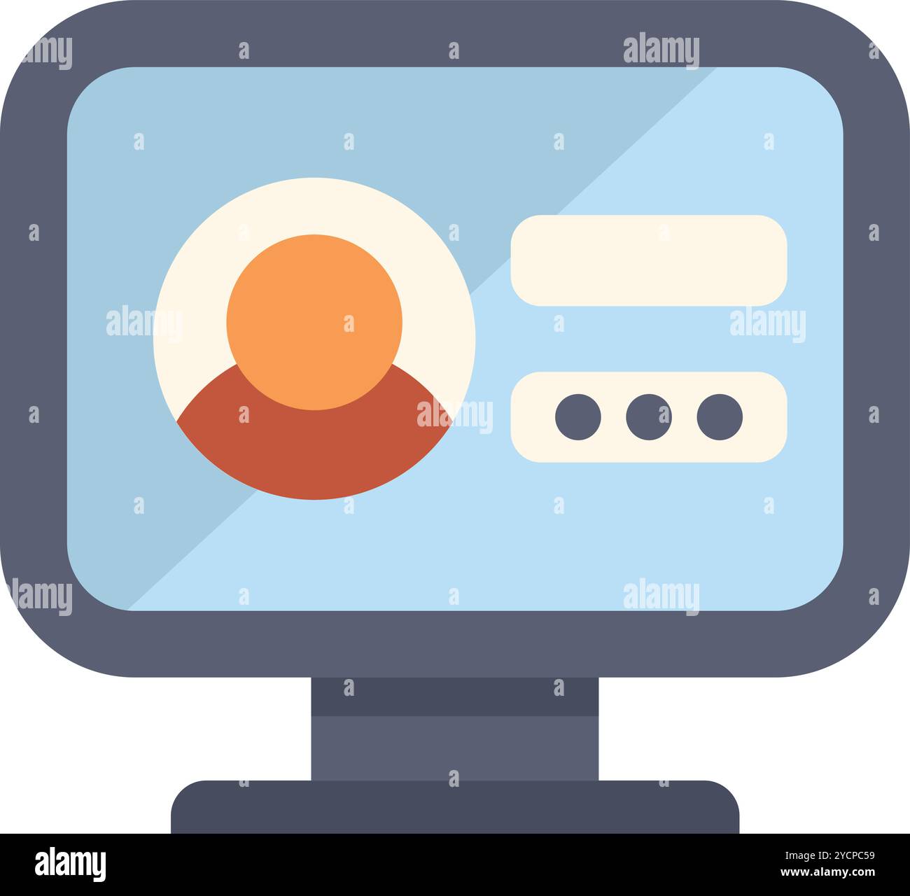 Schermo del computer che visualizza il profilo utente con login, password e informazioni personali Illustrazione Vettoriale