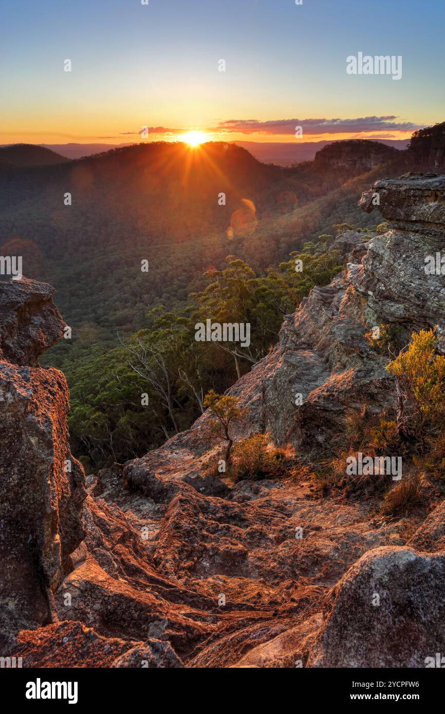 Sunset Rock, Mt Victoria Blue Mountains Foto Stock