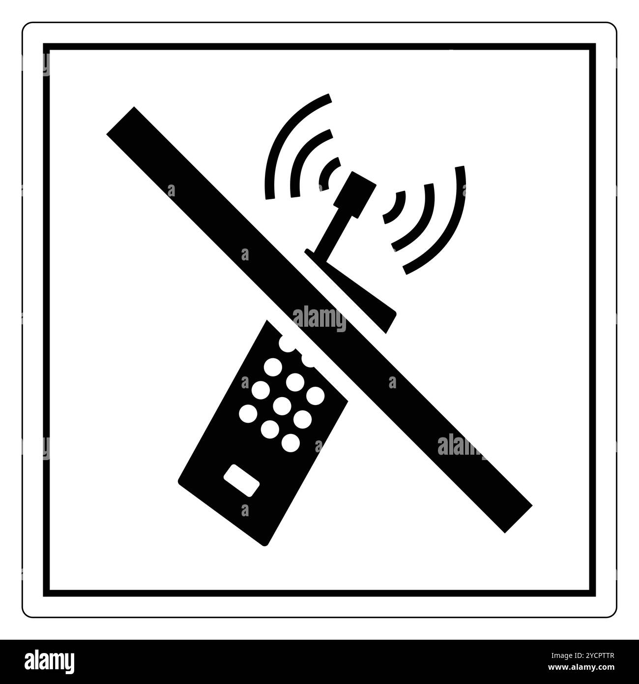 Un segnale chiaro indicante il divieto di utilizzare il segnale del telefono cellulare. Ideale per mostrare restrizioni sui dispositivi di comunicazione in aree specifiche o locati Illustrazione Vettoriale