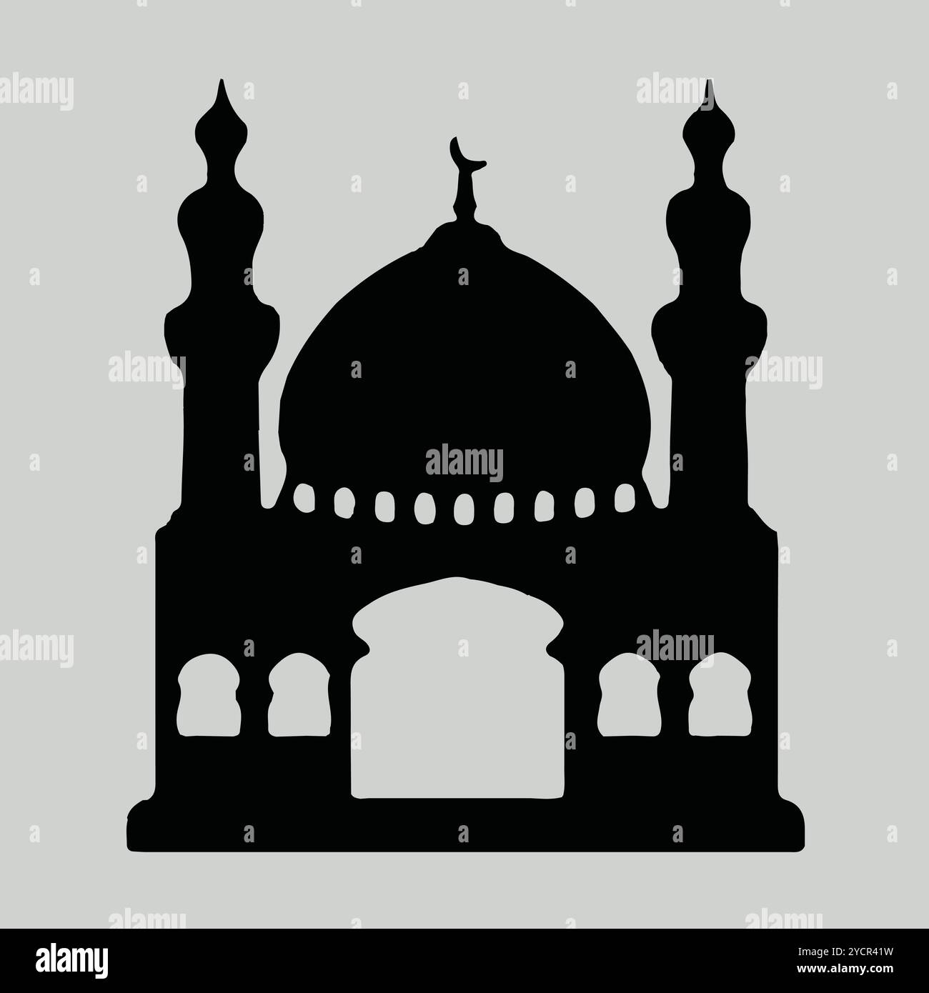 Logo Mosjid minar con sfondo bianco Illustrazione Vettoriale