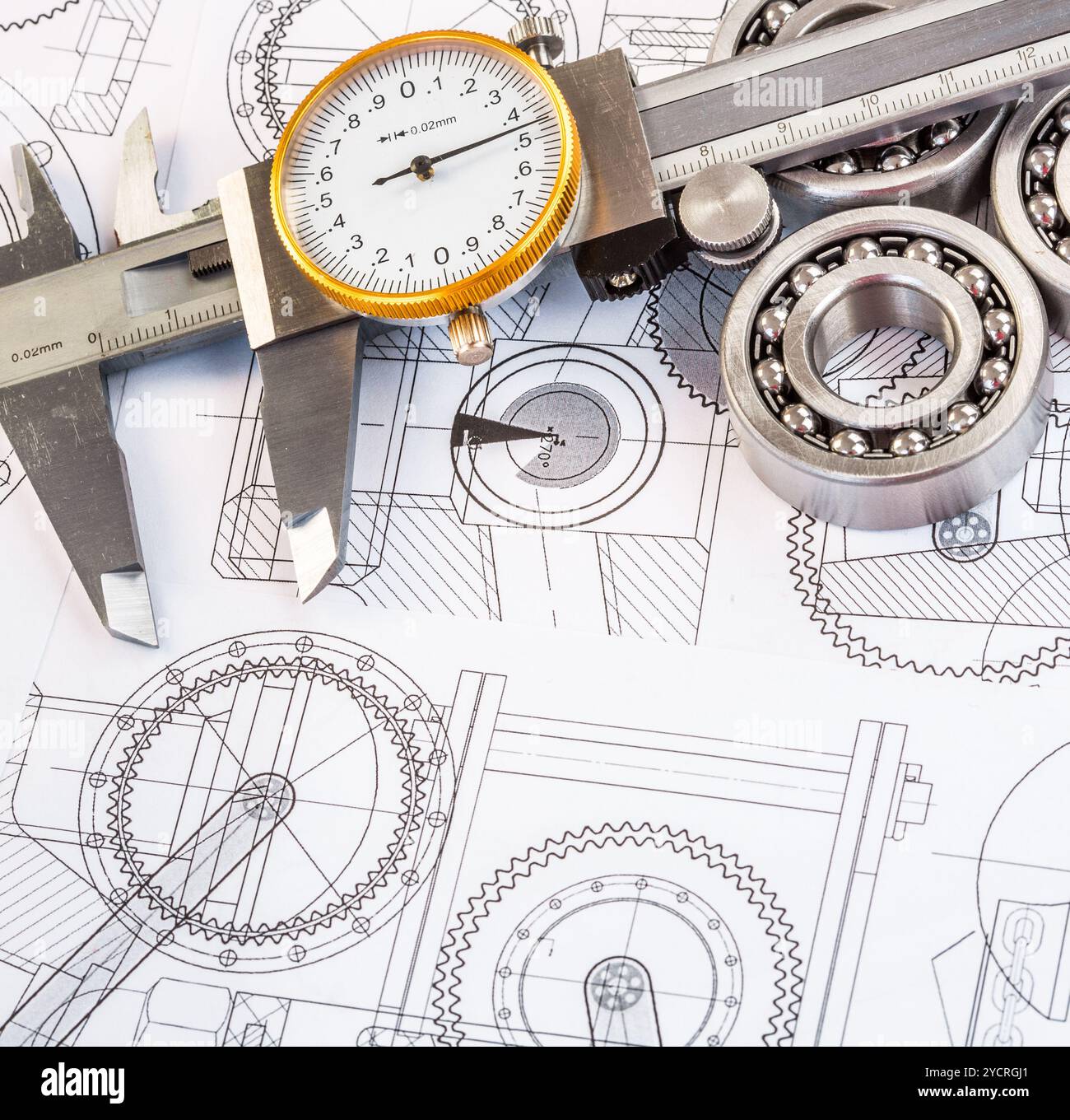 Cuscinetti a sfere su disegno tecnico Foto Stock