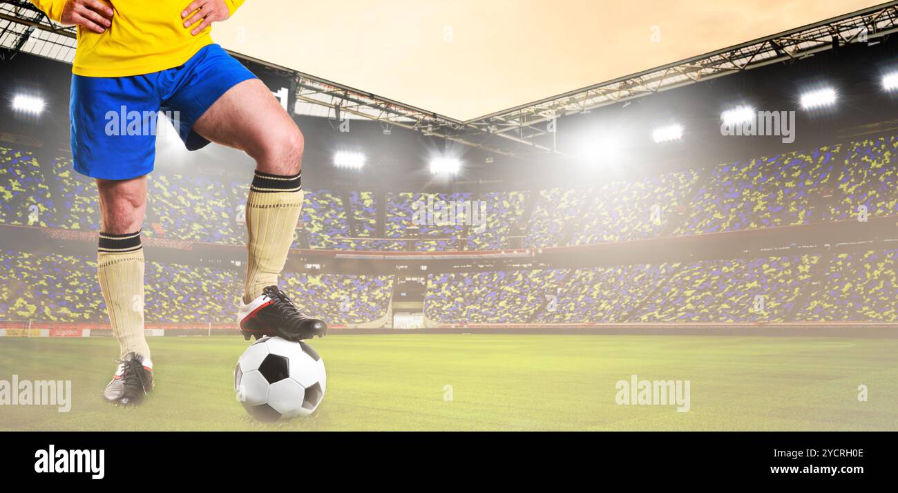 Calcio o giocatore di calcio allo stadio Foto Stock