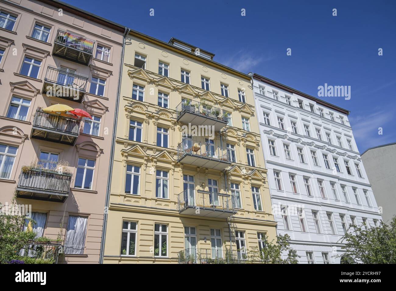 Old Buildings, Oderberger Strasse, Prenzlauer Berg, Pankow, Berlino, Germania, Europa Foto Stock