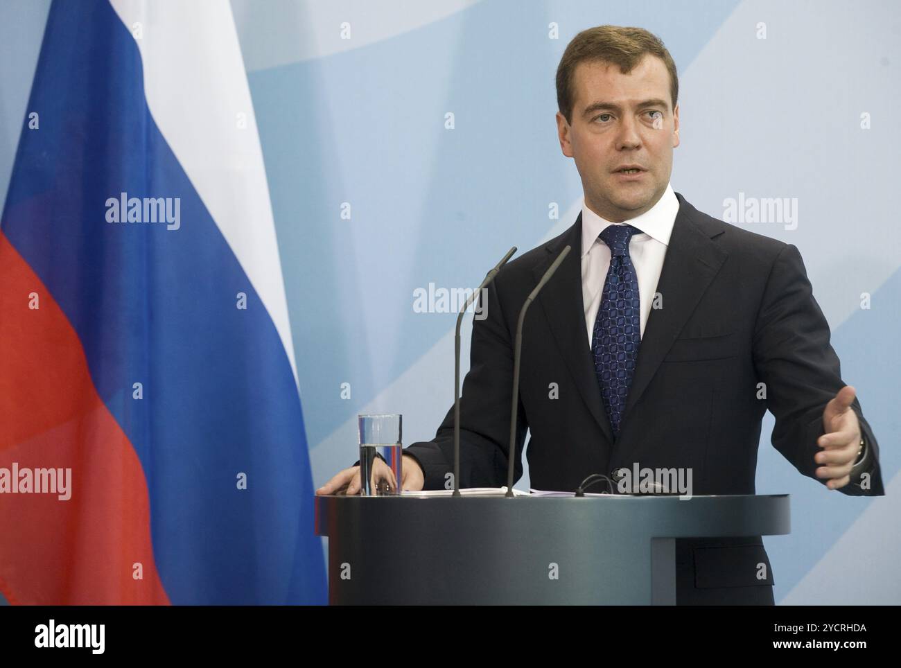 Berlino, DEU, 05.06.2008, il presidente russo Dmitry Medvedev partecipa a una conferenza stampa a Berlino, il presidente russo Dmitry Medvedev, Berlino, Germania, UE Foto Stock