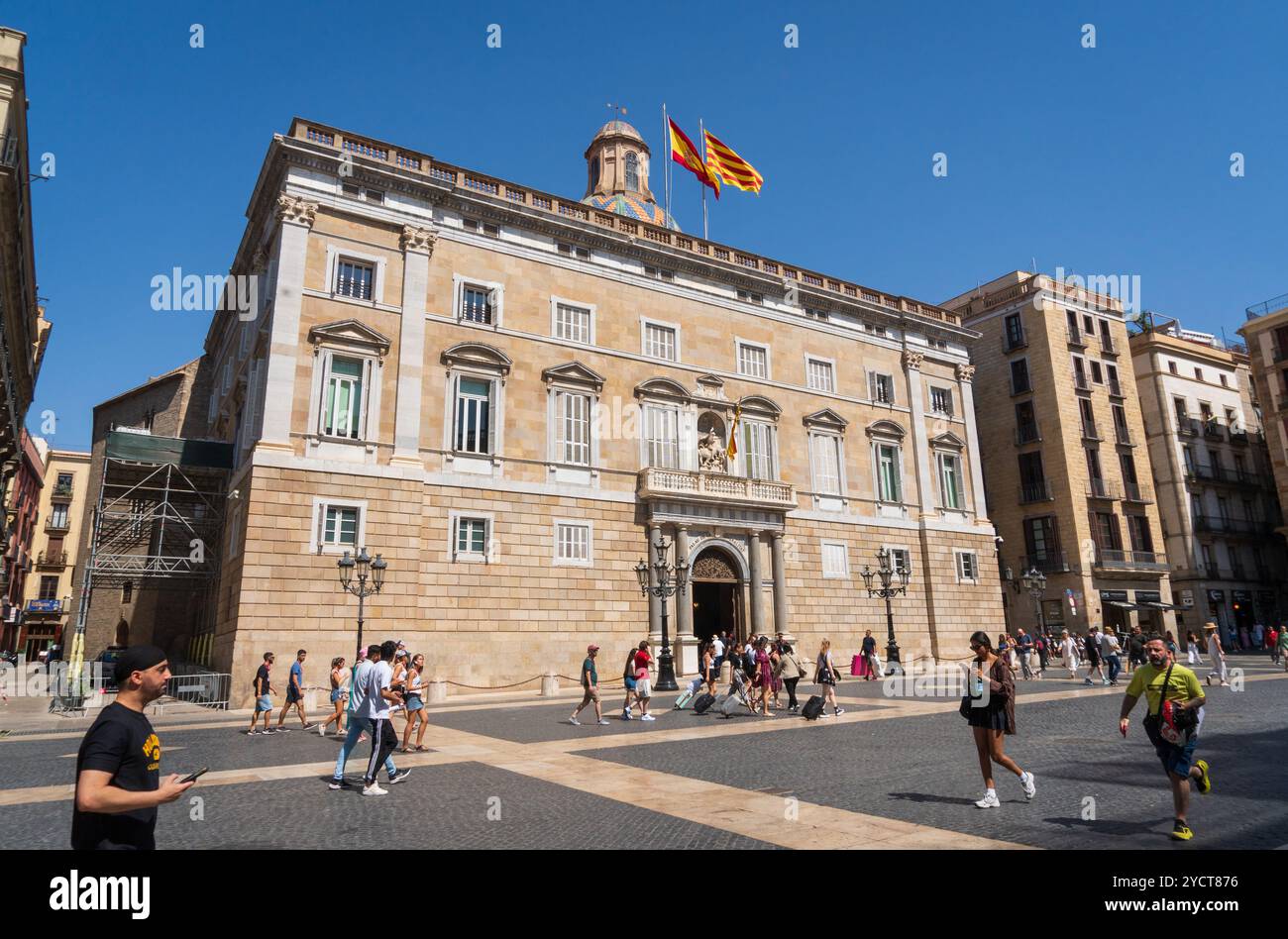 Il Palau de la Generalitat de Catalunya, palazzo storico di Barcellona, Catalogna, Spagna. Ospita gli uffici della Presidenza della Generalitat Foto Stock