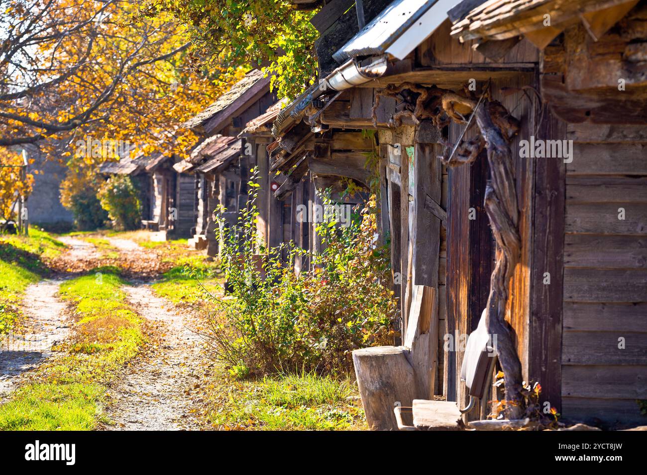 Storico cottage in legno street Ilica Foto Stock