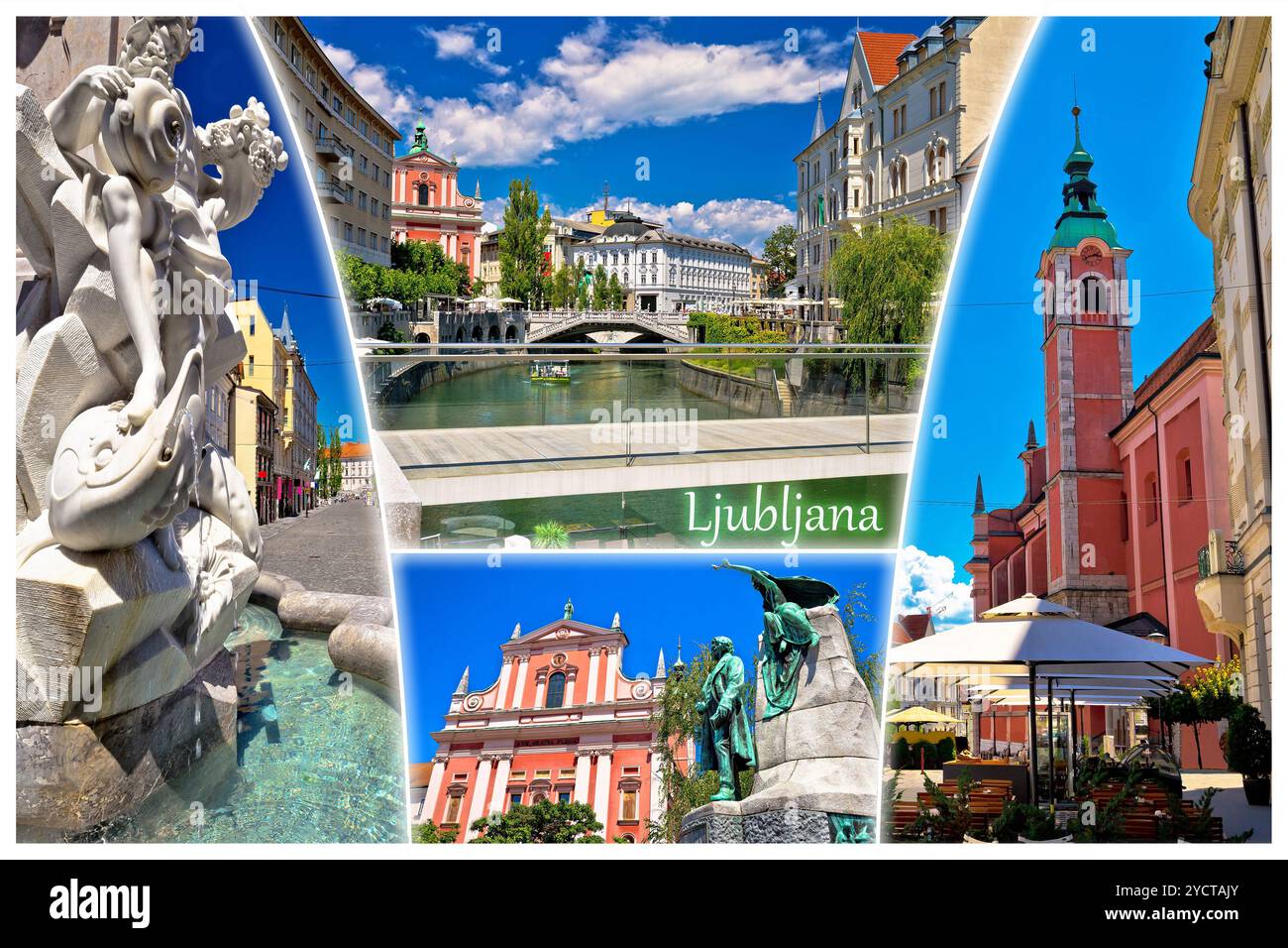 Città di Lubiana cartoline turistiche con etichetta Foto Stock