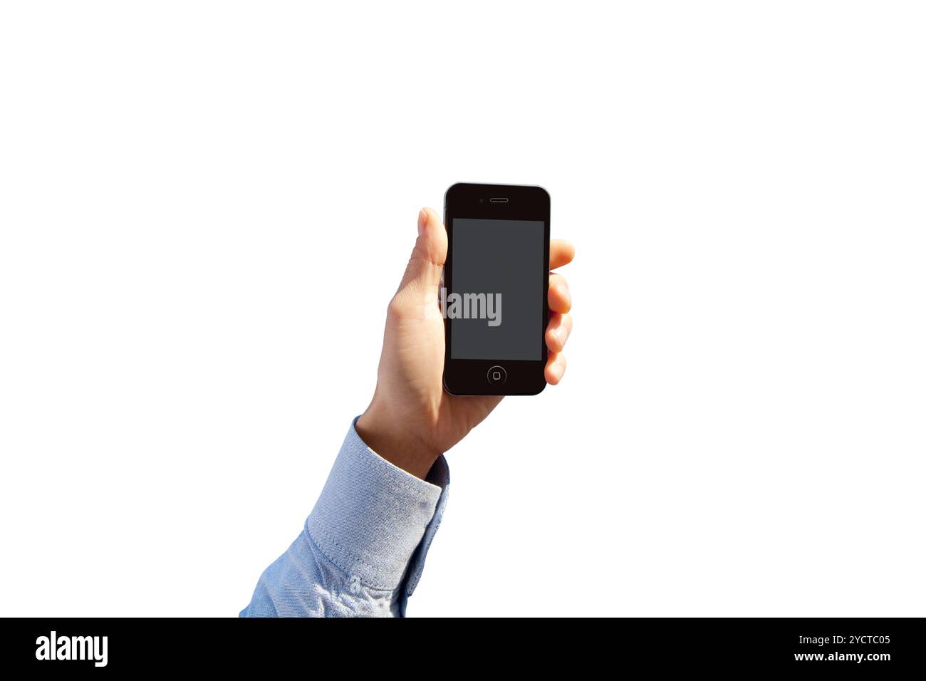 Smartphone tenuto da MAN Foto Stock