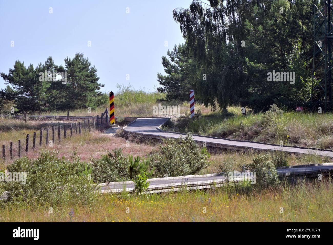 Sul confine tedesco-polacco vicino ad Albeck, isola di Usedom, Meclemburgo-Pomerania occidentale, Germania Foto Stock