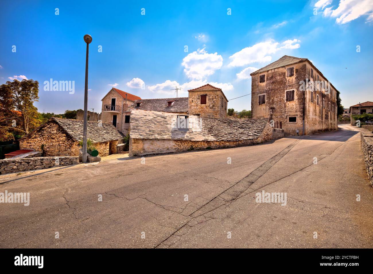 Skrip villaggio sull'isola di Brac street view Foto Stock