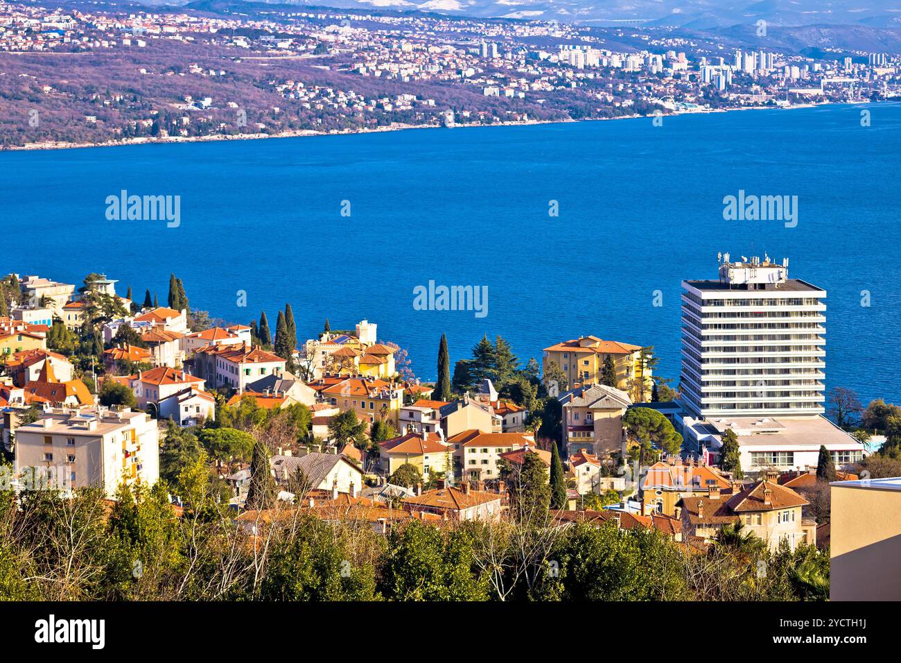 Città di Opatija e sul golfo del Quarnero Foto Stock