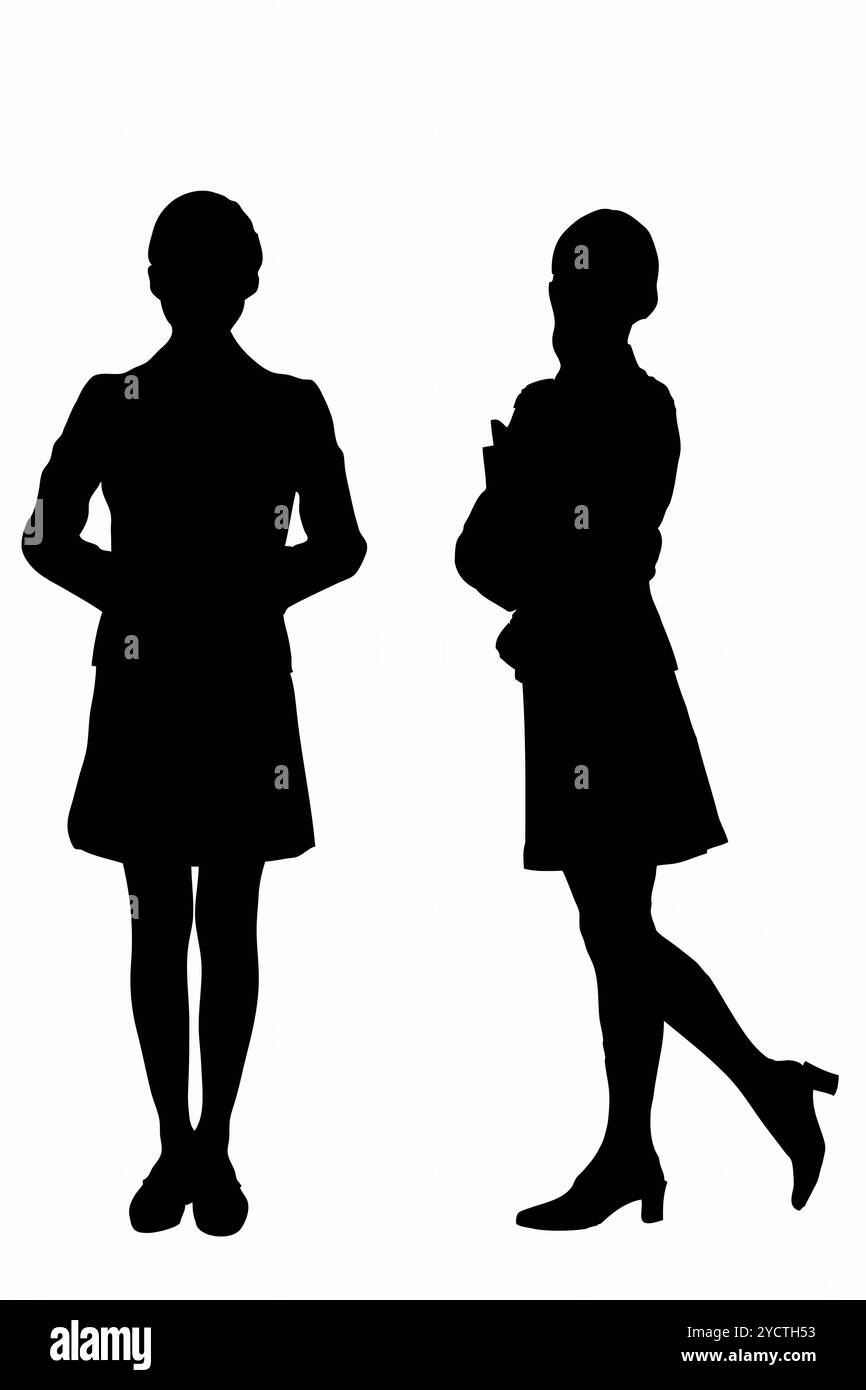 Silhouette di una lavoratrice d'ufficio Foto Stock