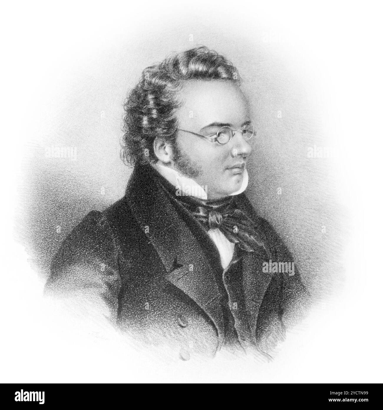 Franz Schubert (1797-1828) compositore austriaco. Lithographie von Josef Eduard Teltscher, 1828 Foto Stock