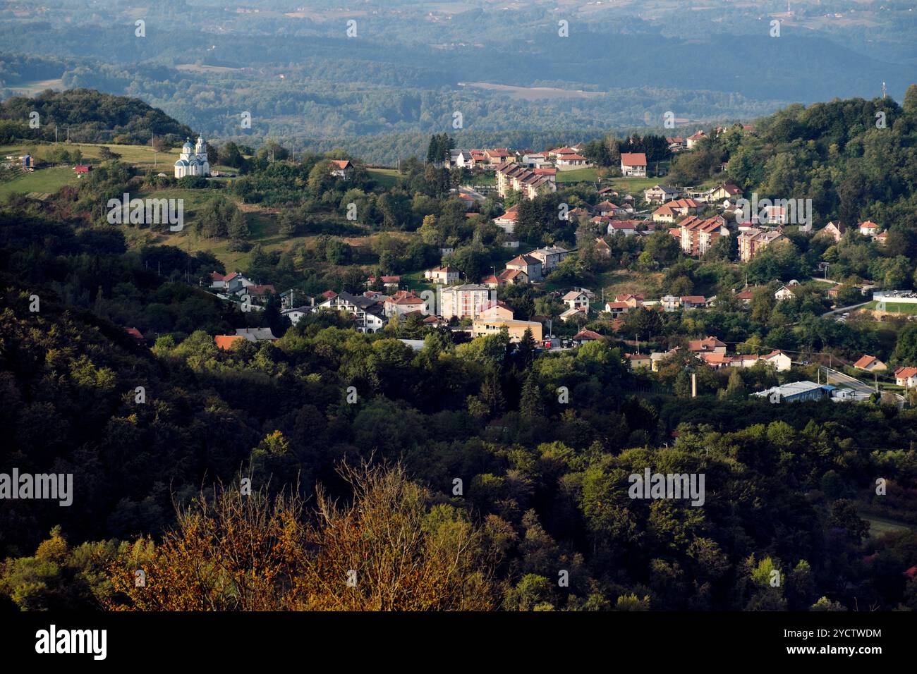 chiesa e villaggio di Rudnik, Gornji Milanovac, Sumadija, Serbia Foto Stock