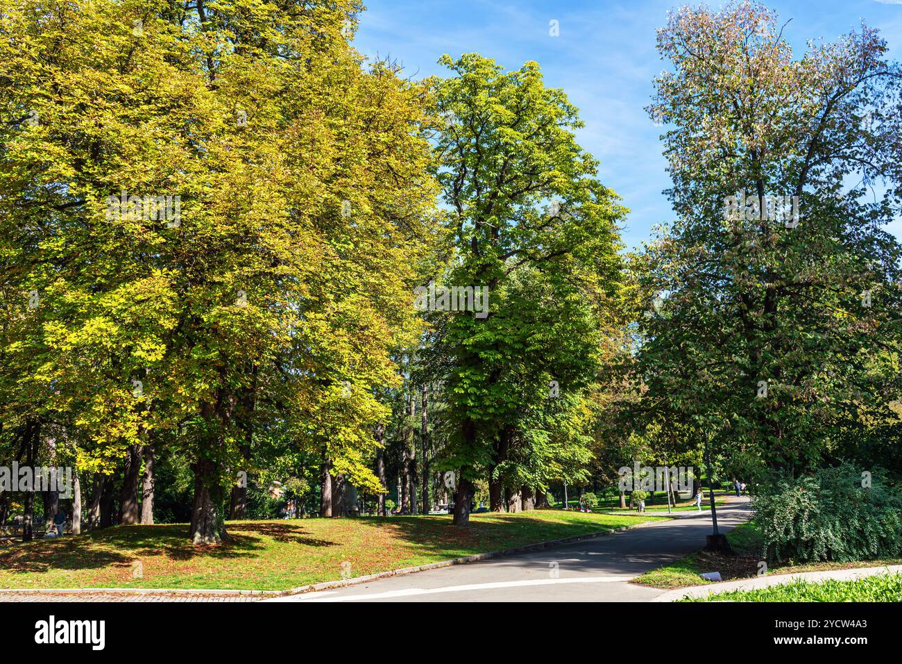 Vrnjacka Banja, Serbia, Parco nelle acque termali calde. Foto Stock