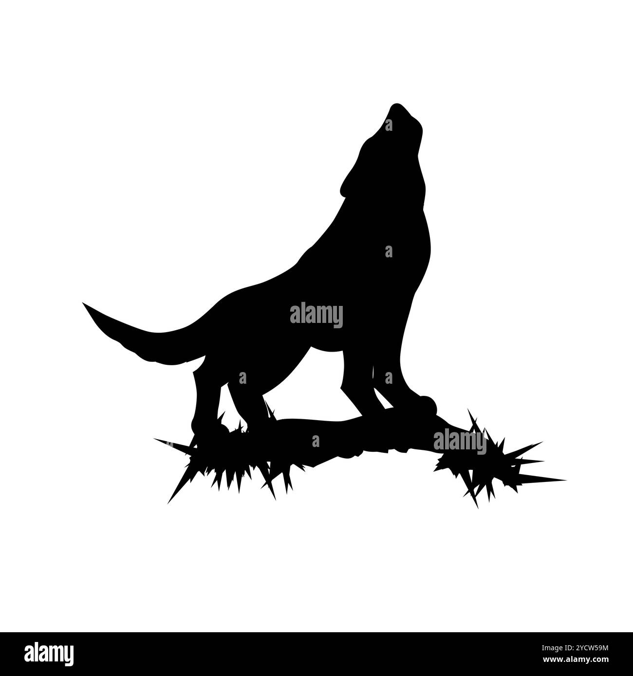 Lupo silhouette. disegno a mano. Non ai, illustrazione vettoriale Illustrazione Vettoriale