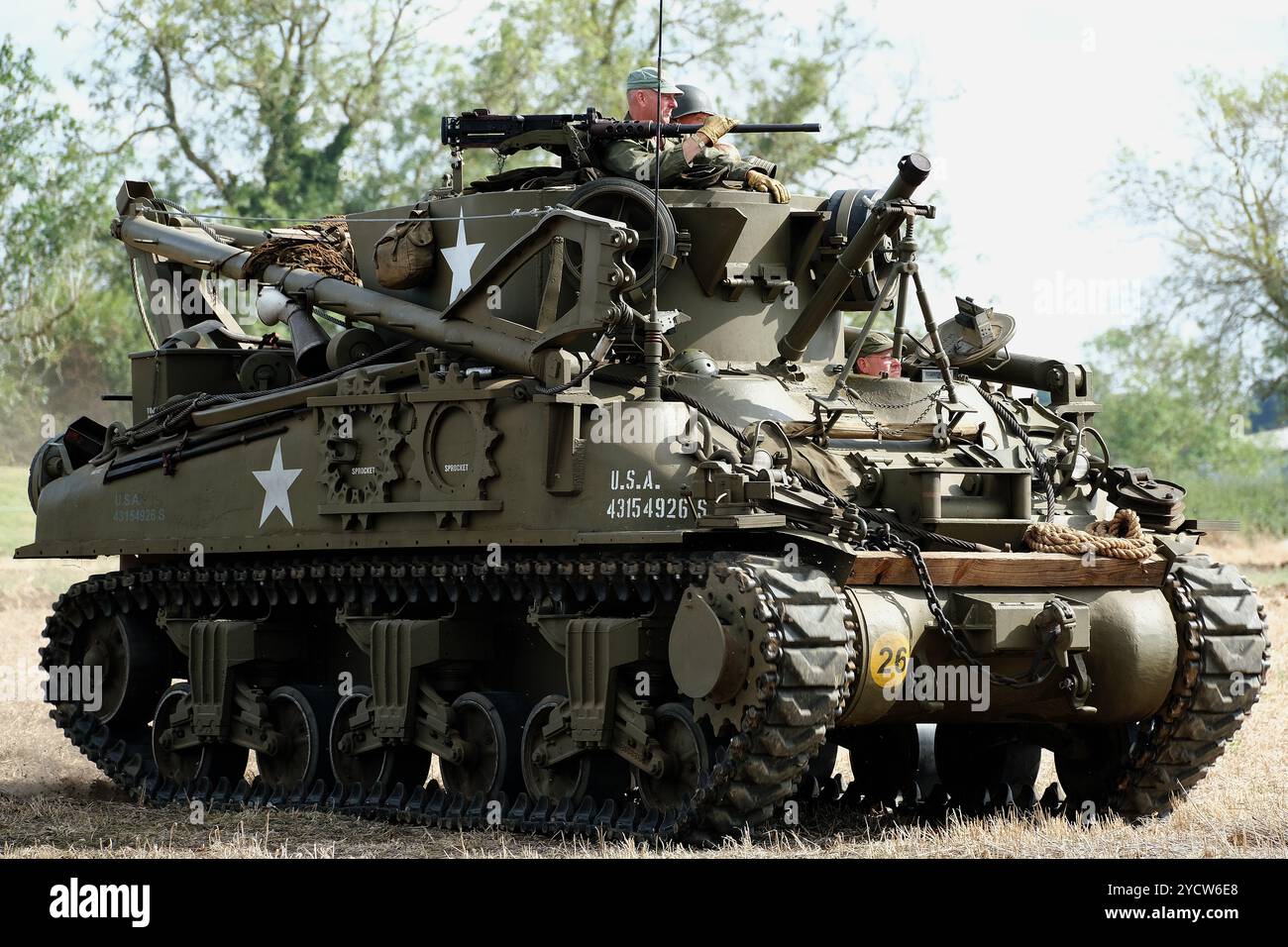 Veicolo di recupero serbatoio basato su telaio Sherman. Foto Stock