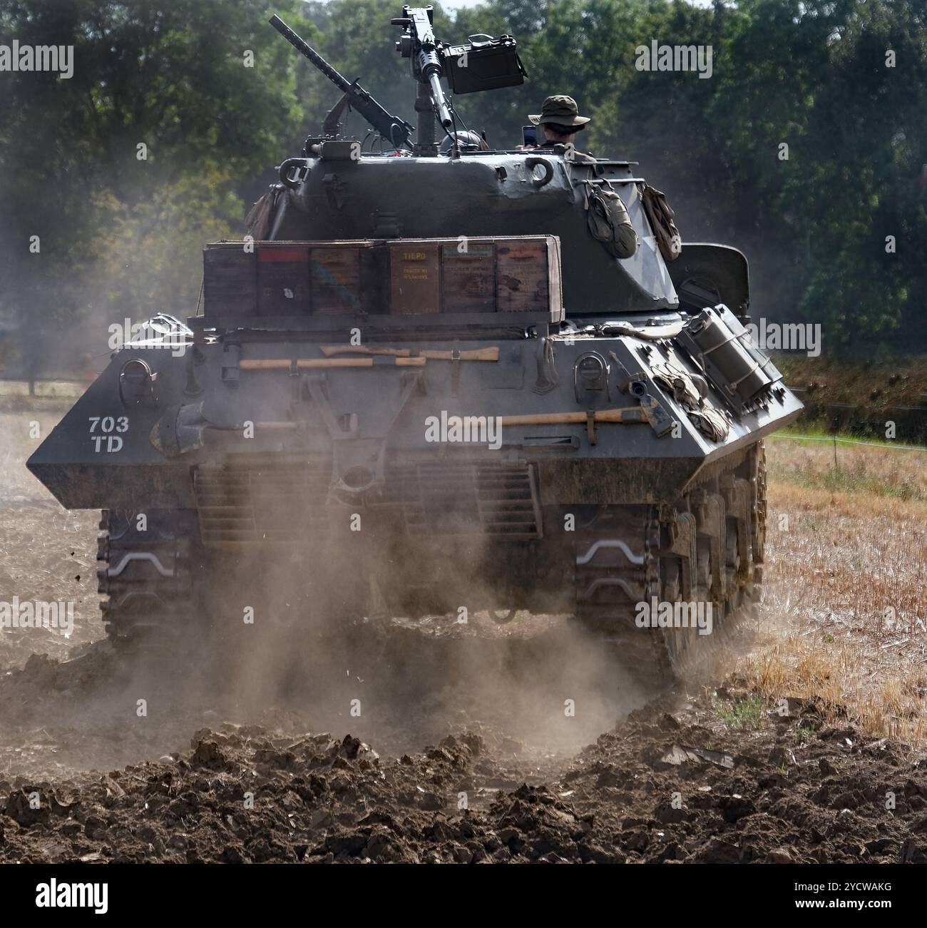 L'M18 Hellcat (ufficialmente denominato 76 mm Gun Motor Carriage M18 o M18 GMC) è un cacciacarri utilizzato dall'esercito degli Stati Uniti durante la seconda guerra mondiale Foto Stock