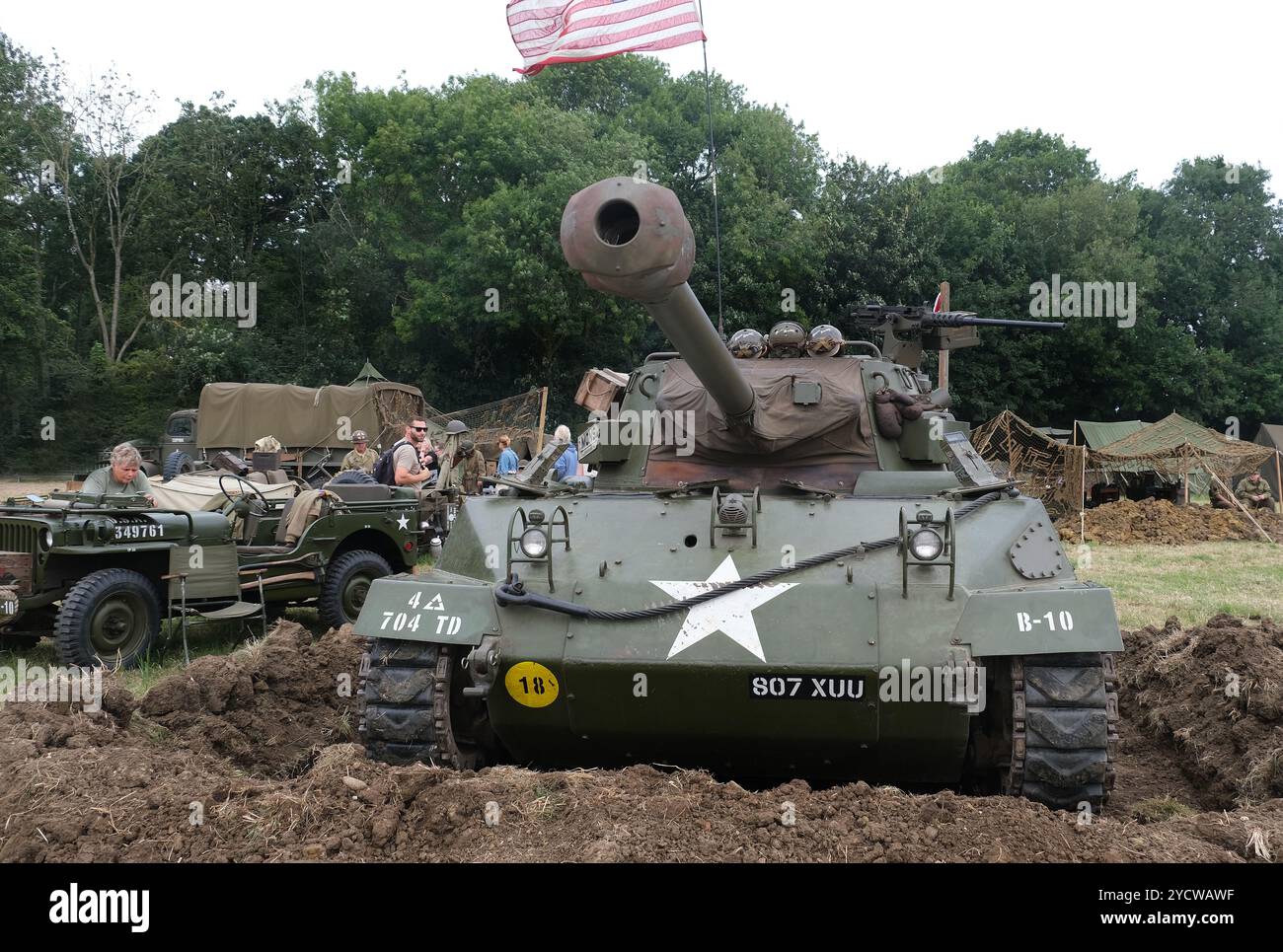 L'M18 Hellcat (ufficialmente denominato 76 mm Gun Motor Carriage M18 o M18 GMC) è un cacciacarri utilizzato dall'esercito degli Stati Uniti durante la seconda guerra mondiale Foto Stock
