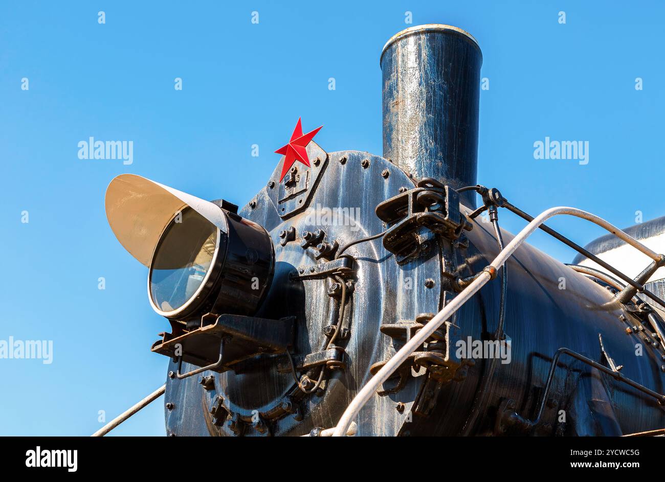 Retrò russo locomotiva a vapore con stella rossa Foto Stock