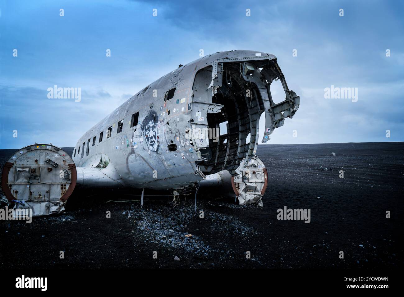 Relitto abbandonato del Douglas DC-3 a Solheimasandur, Islanda Foto Stock