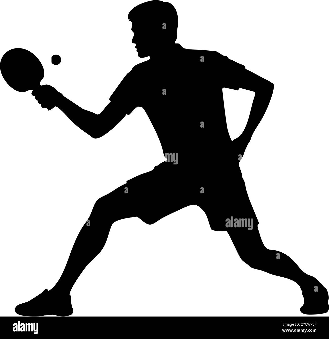 Silhouette di un atleta che gioca a ping pong, illustrazione vettoriale Illustrazione Vettoriale