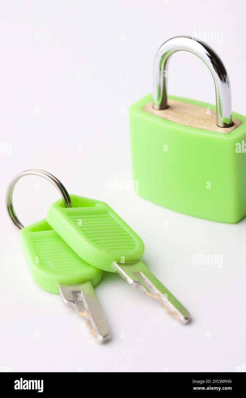 Lucchetto giallo-verde Foto Stock