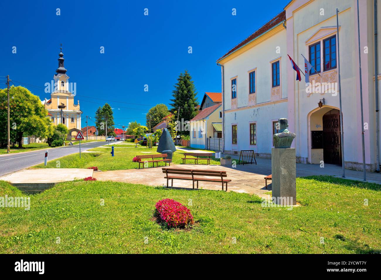 Pittoresco villaggio di Peteranec a Podravina Foto Stock