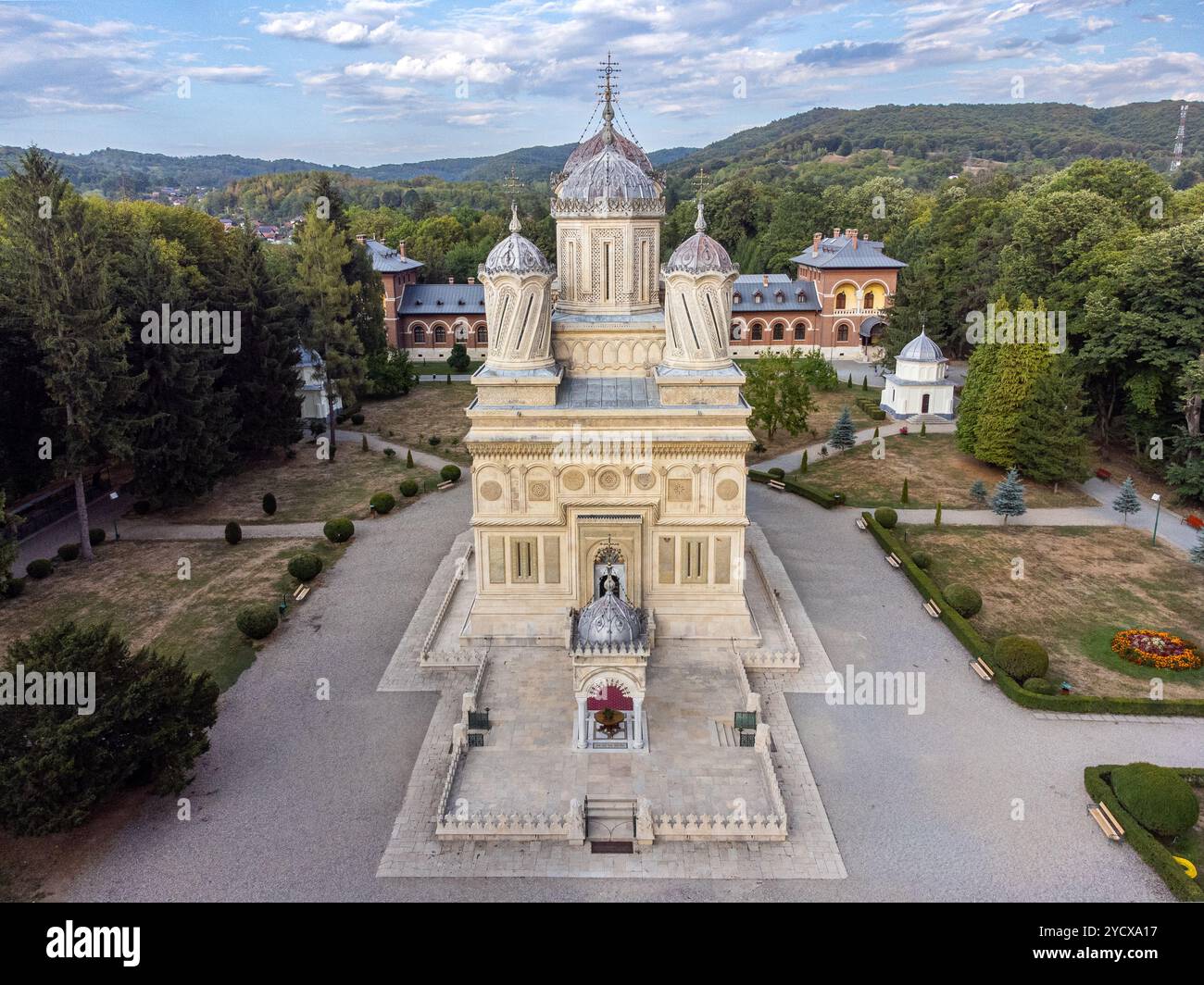 Veduta aerea del Monastero di Curtea de Arges, Romania Foto Stock