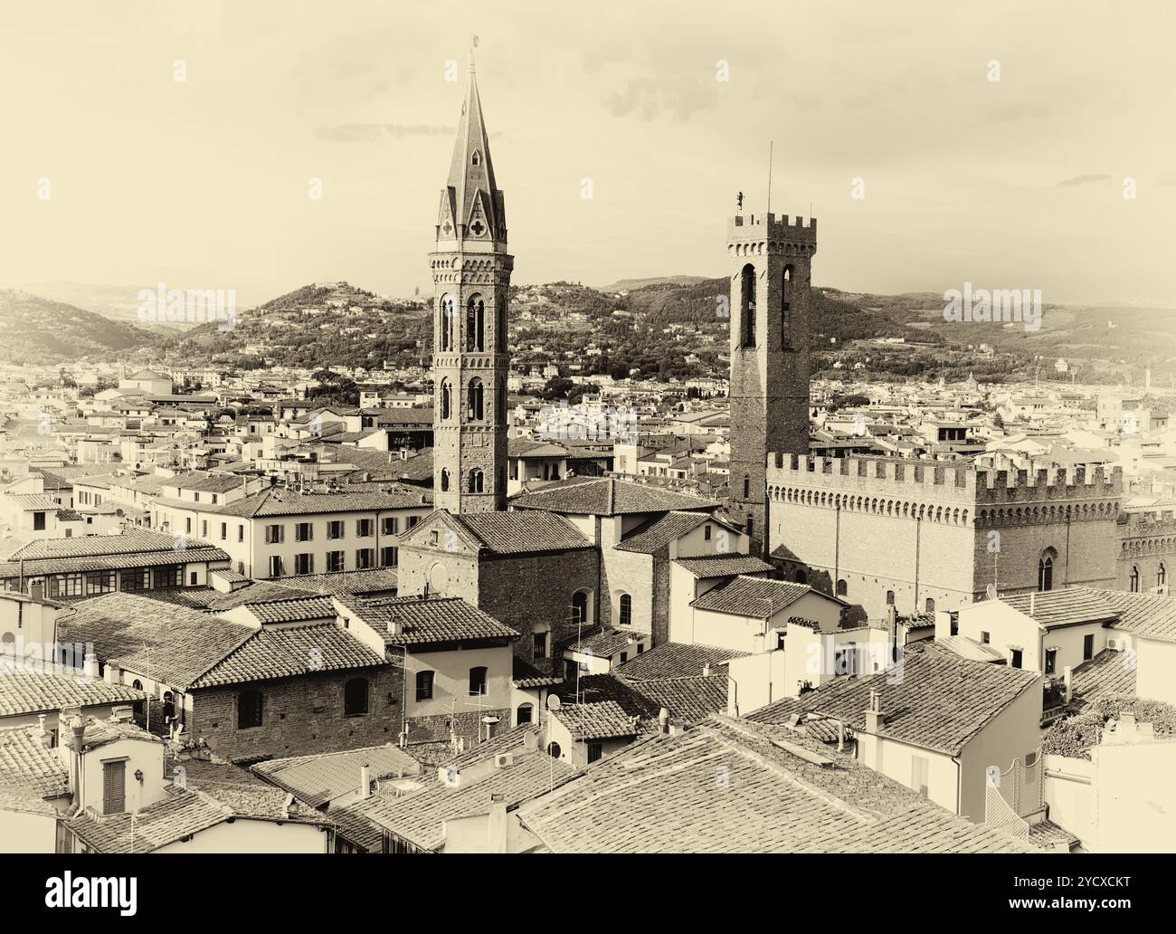 Firenze Cityscape seppia Foto Stock