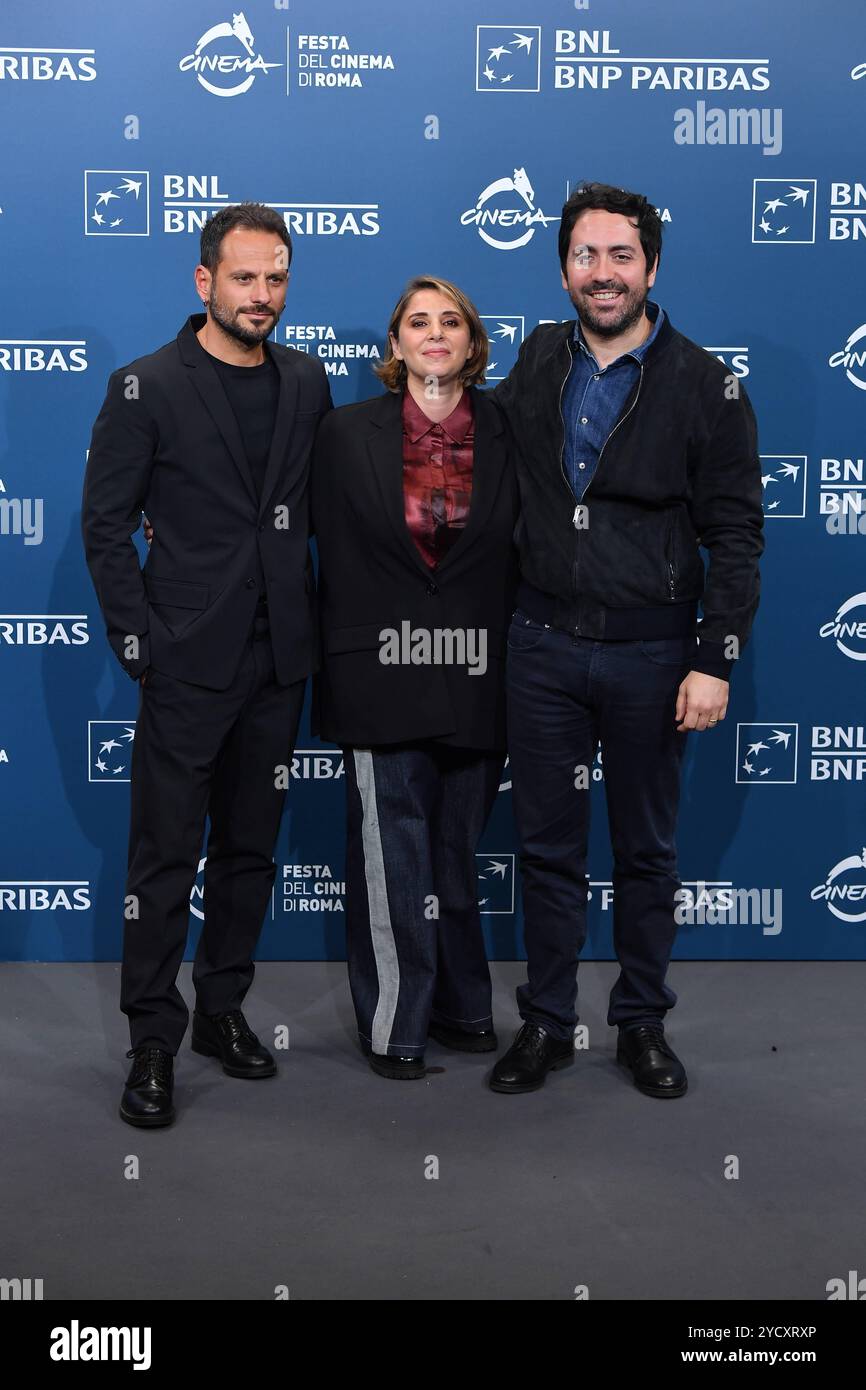 Festival del Cinema di Roma. Foto del film la legge di Lidia poeta: Matteo Rovere, Letizia Lamartire e Pippo Mezzapesa Foto Stock