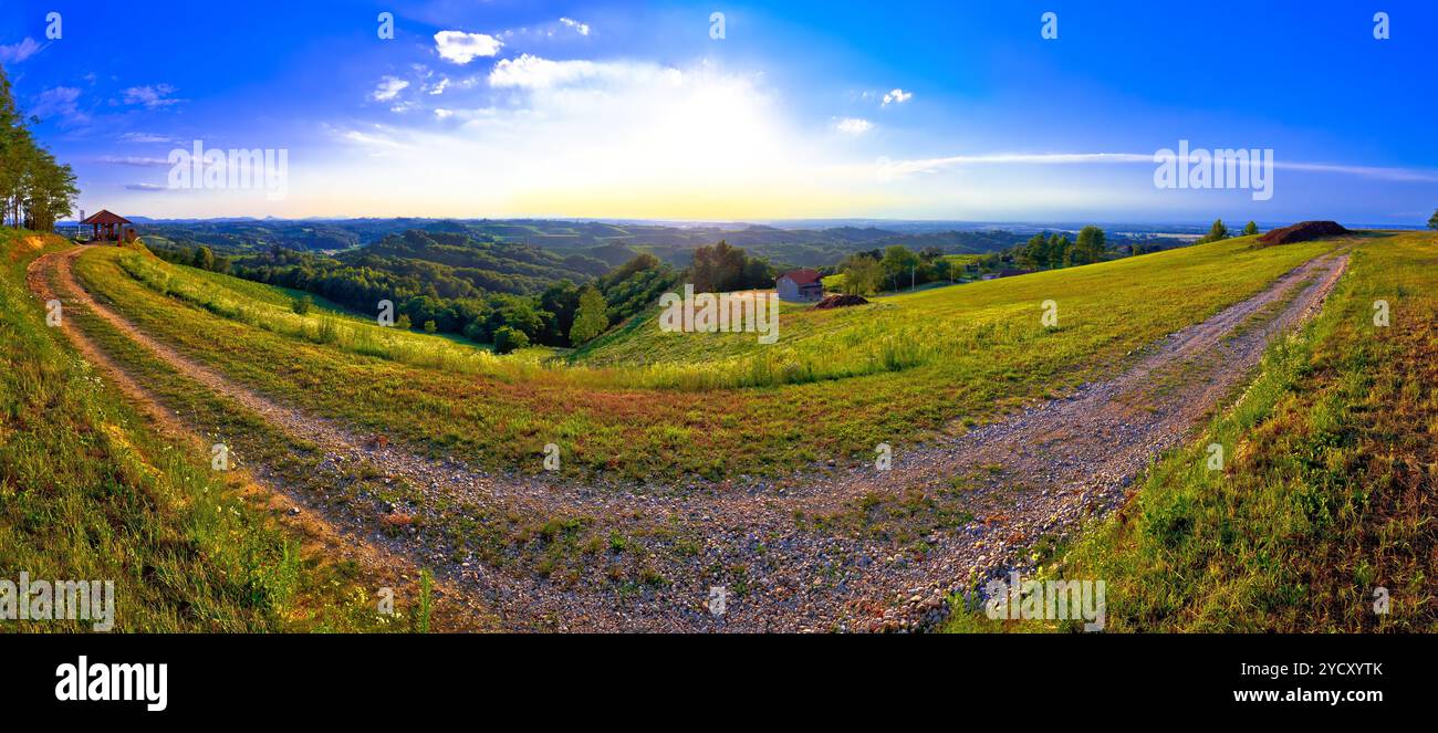 Verde paesaggio della regione di Medjimurje vista panoramica dalla collina Foto Stock