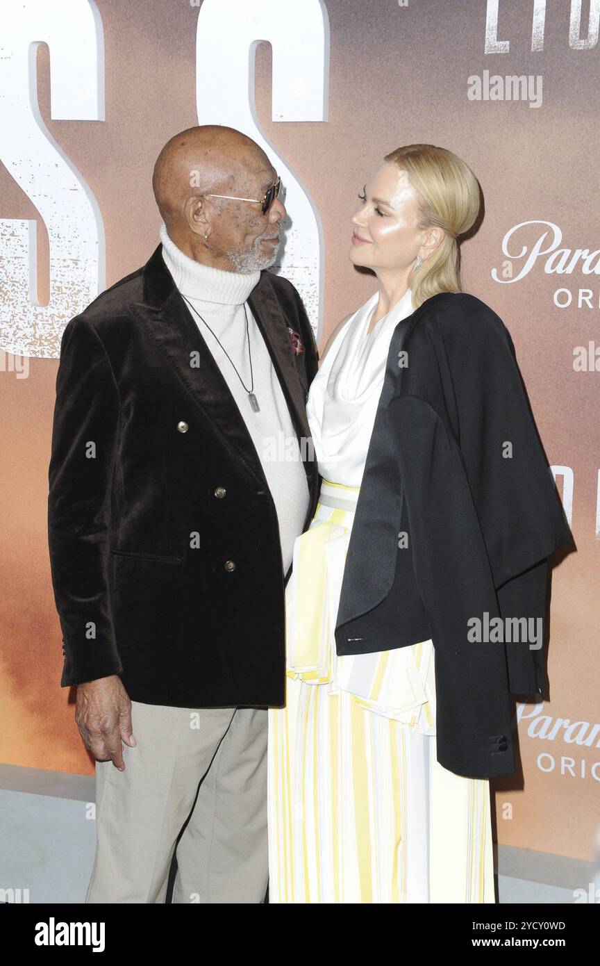 23 ottobre 2024 circa. Morgan Freeman, Nicole Kidman agli arrivi per la prima stagione DI LIONESS, Linwood Dunn Theater, Los Angeles, CALIFORNIA, 23 ottobre, 2024. crediti: Elizabeth Goodenough/Everett Collection/Alamy Live News Foto Stock