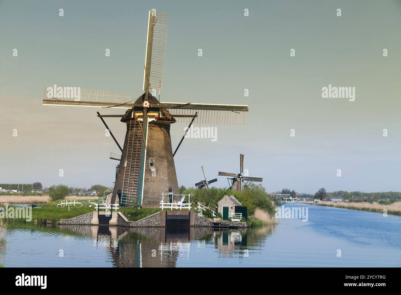Vecchio mulino a vento, Kinderdijk in paesi bassi Foto Stock