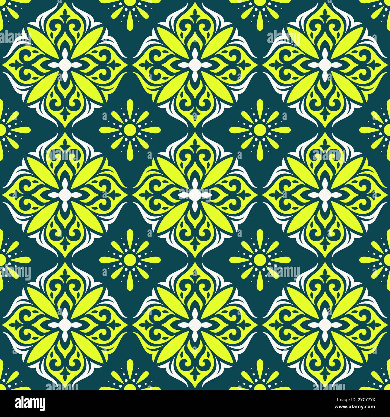 Ornamenti e piastrelle mediterranee. Piastrelle di colore verde italiano spagnolo, portoghese. Modello Talavera Illustrazione Vettoriale