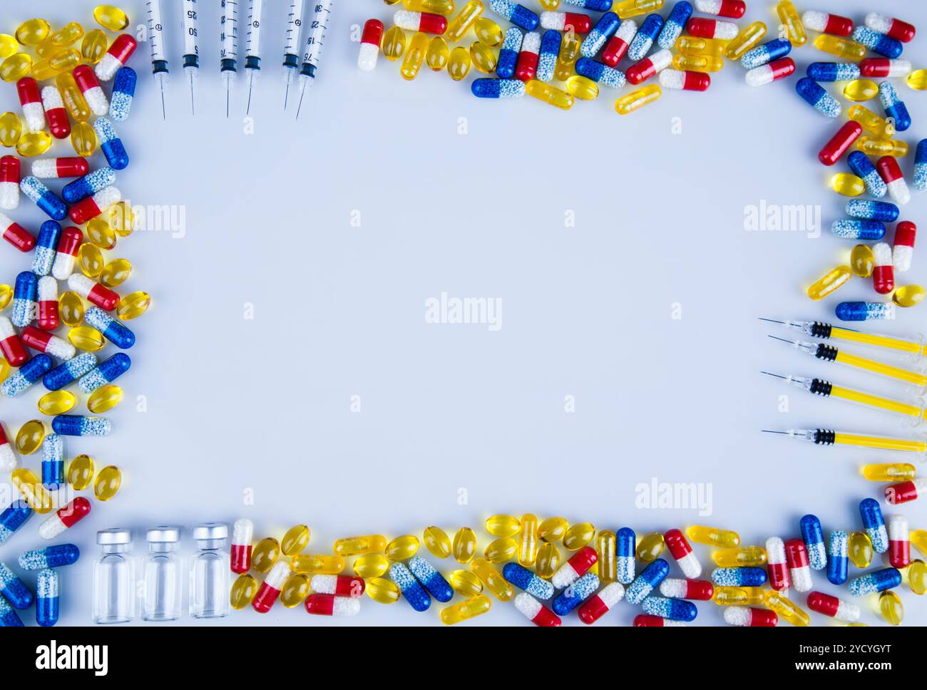 Composizione con varietà di farmaco pillole sfondo Foto Stock
