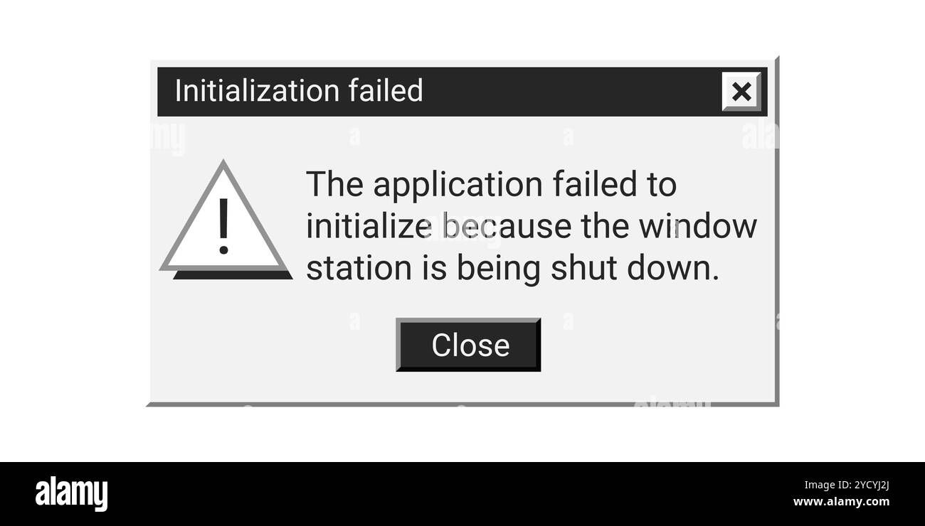 Messaggio di inizializzazione della finestra di colore nero non riuscita. Illustrazione Vettoriale