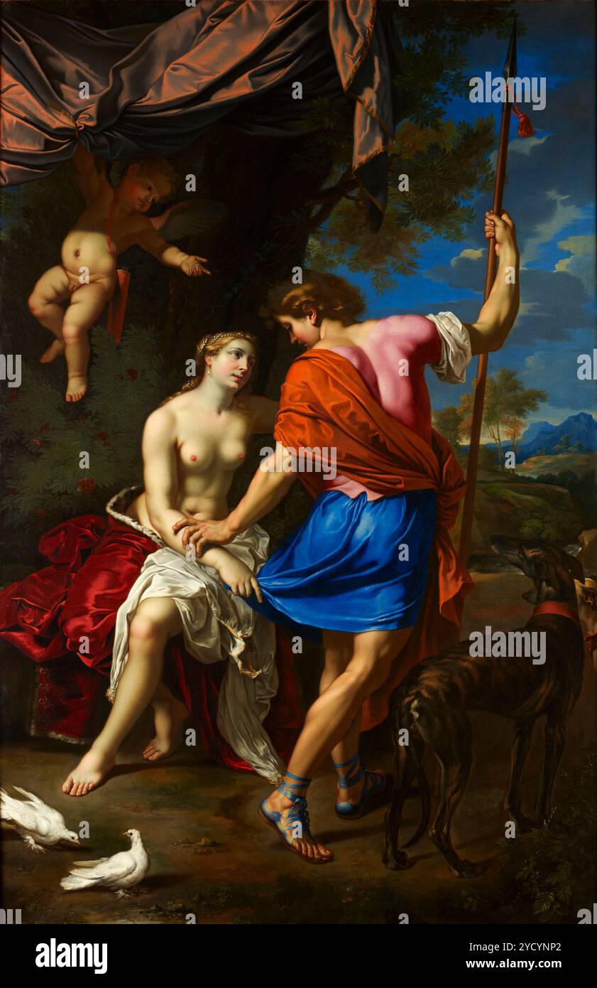Venere e Adone. Nicolas Mignard (Mignard d'Avignnon). c. 1650. Foto Stock