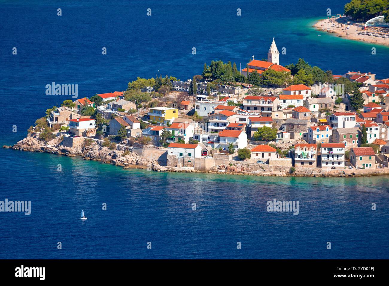 Adriatico destinazione turistica di Primosten antenna arcipelago panoramico vista Foto Stock