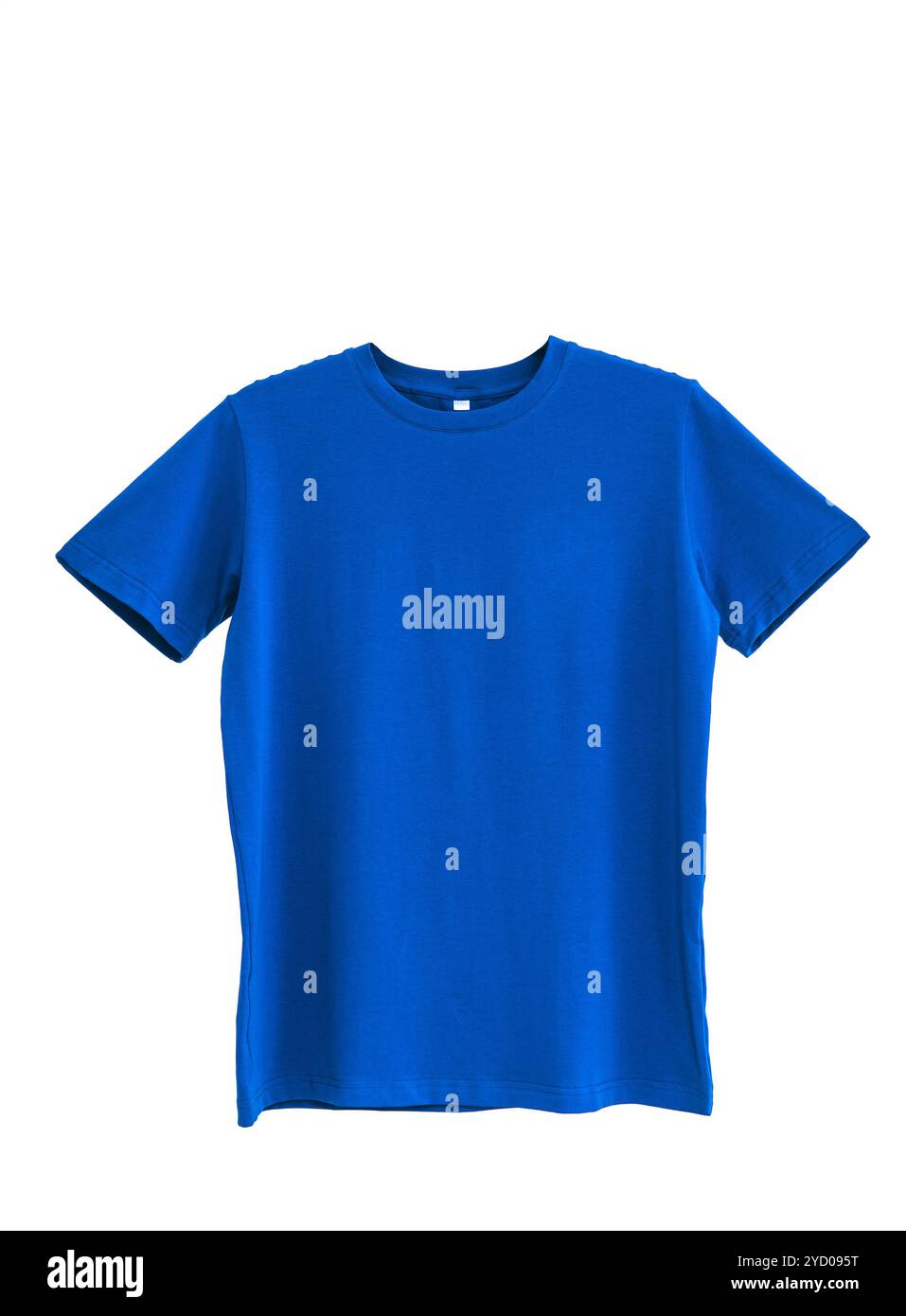 T-shirt blu isolata su sfondo bianco. Foto Stock