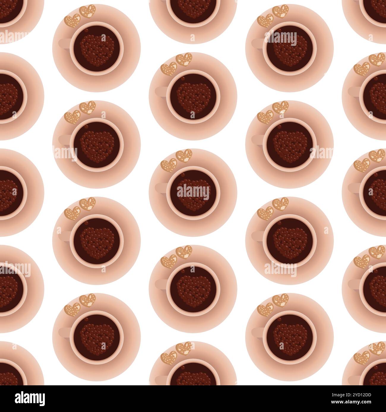 Tazza di caffè con un cuore di bolle. Motivo senza cuciture. Illustrazione Vettoriale