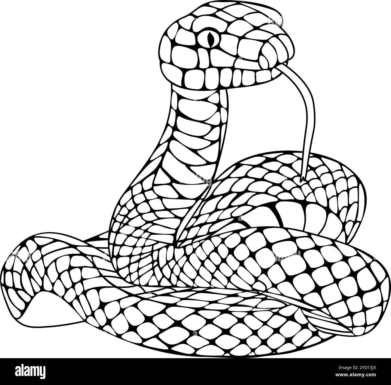 Serpente nell'illustrazione vettoriale della tecnica doodle. Libro da colorare Illustrazione Vettoriale