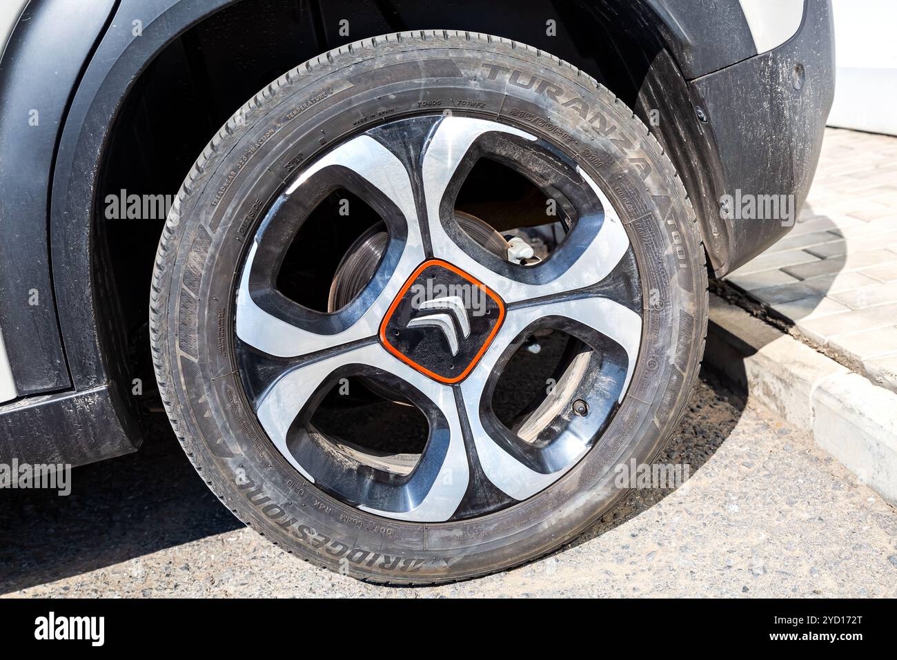 Ruota per auto con logo Citroen Foto Stock