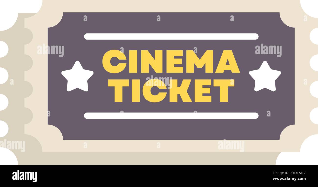Semplice biglietto per il cinema che consente l'accesso a una premiere cinematografica Illustrazione Vettoriale