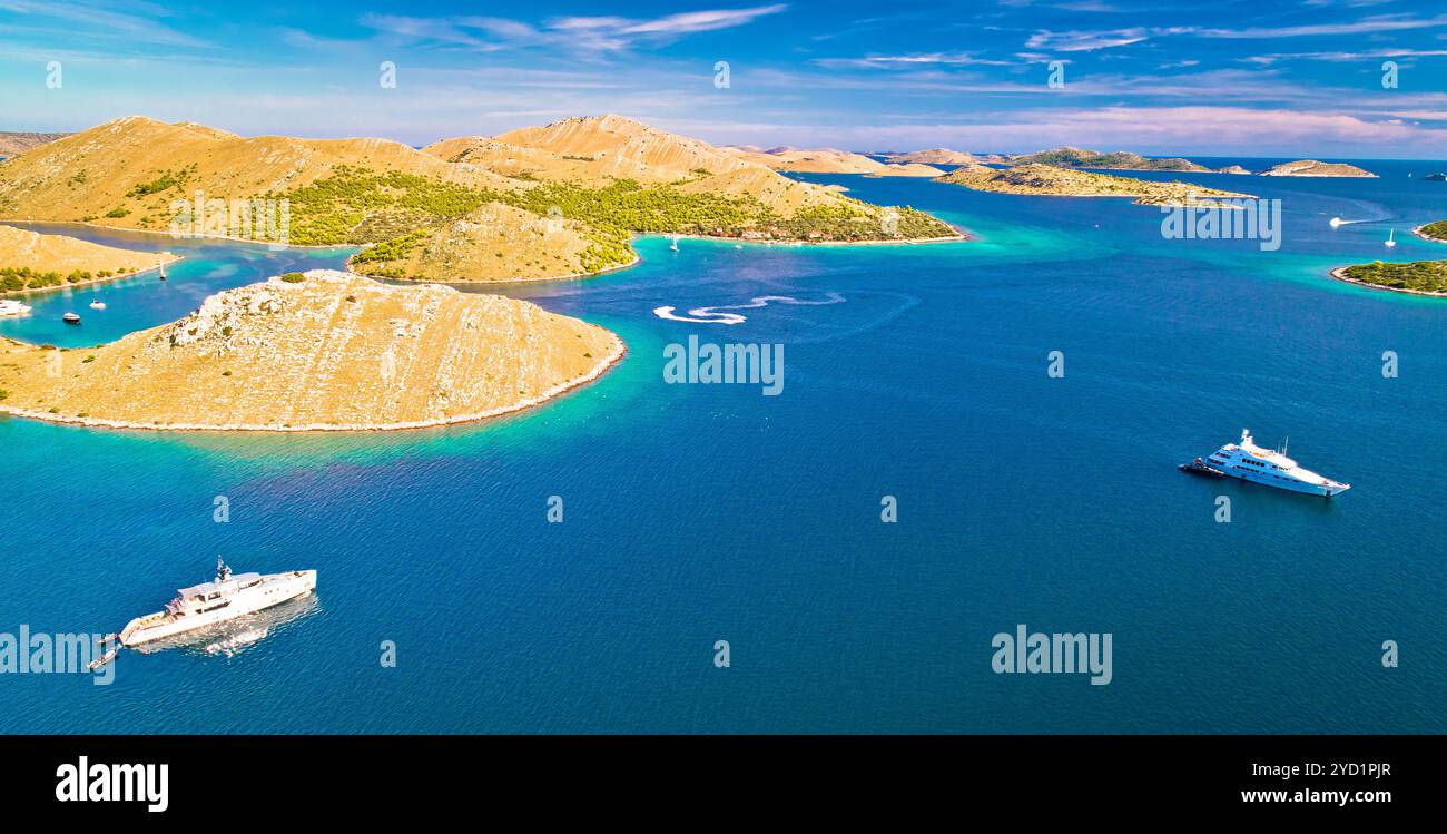 Vista aerea del parco nazionale di Kornati per lo yachting delle destinazioni turistiche Foto Stock