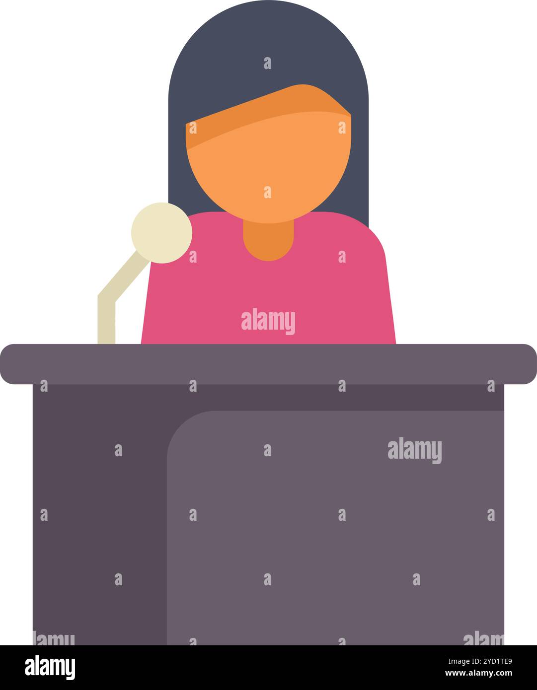 La donna politica parla da una tribuna, fa un discorso pubblico Illustrazione Vettoriale